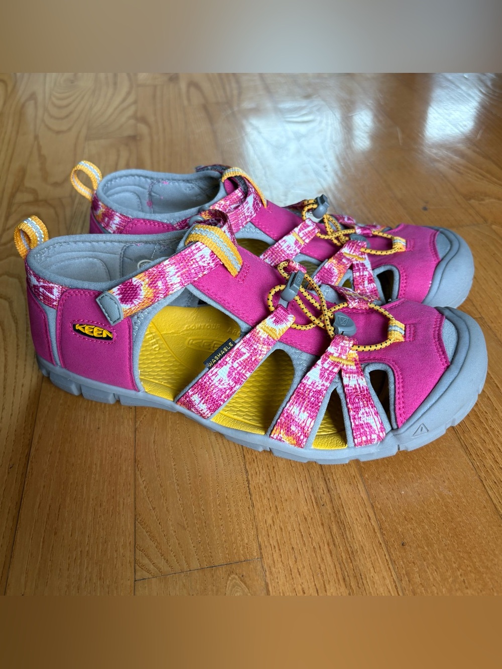KEEN Seacamp Cnx Kids Sandals Multi Keen Yellow Tie Dye Water Youth Girls Size 7